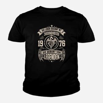 Vintage 1976 Geburt von Legenden Kinder Tshirt, Retro Style Schwarzes Tee - Seseable