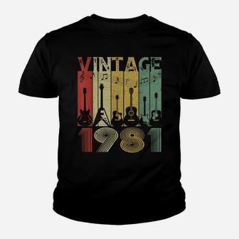 Vintage 1981 Tee 39Th Birthday Gifts Guitarist Guitar Lover Youth T-shirt | Crazezy UK