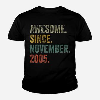 Vintage 2005 16Th Birthday Awesome Since November 2005 Youth T-shirt | Crazezy CA