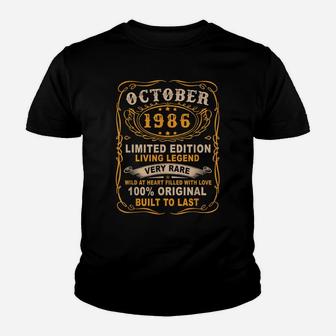 Vintage 35 Years Old October 1986 35Th Birthday Gift Youth T-shirt | Crazezy