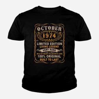 Vintage 47 Years Old October 1974 47Th Birthday Gift Youth T-shirt | Crazezy