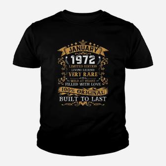 Vintage 49Th Birthday January 1972 Gift 49 Years Old Youth T-shirt | Crazezy