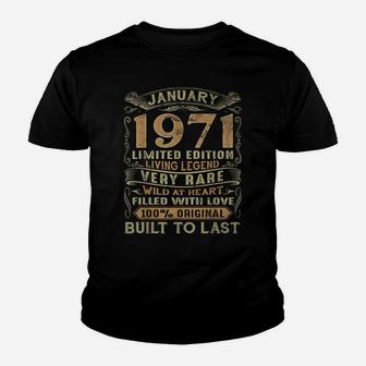 Vintage 50 Years Old January 1971 50Th Birthday Gift Ideas Youth T-shirt | Crazezy CA
