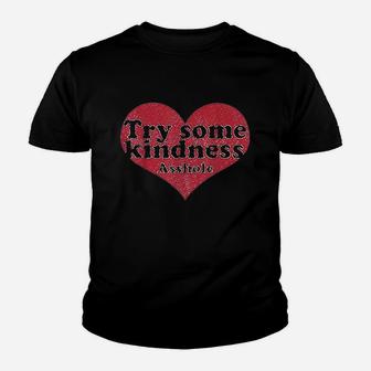Vintage 70S Try Some Kindness Funny Heart Youth T-shirt | Crazezy