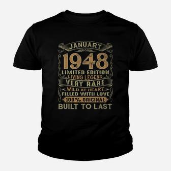 Vintage 73 Years Old January 1948 73Rd Birthday Gift Ideas Youth T-shirt | Crazezy DE