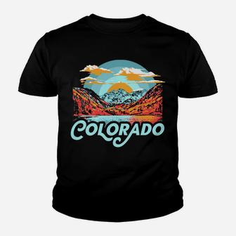 Vintage 80'S Vibe Colorado Maroon Bells Retro Mountains Youth T-shirt | Crazezy