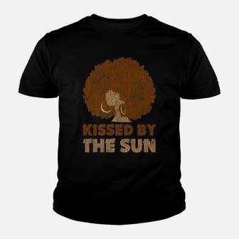 Vintage African Afro Kissed By The Sun Pride Melanin Queen Youth T-shirt | Crazezy