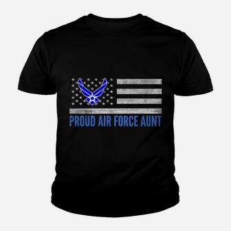 Vintage American Flag Proud Air Force Aunt Veteran Day Youth T-shirt | Crazezy DE