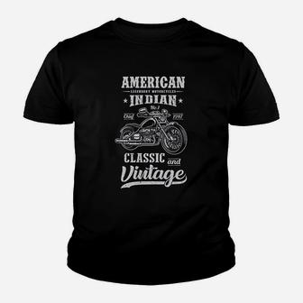 Vintage American Motorcycles Indian For Old Biker Youth T-shirt | Crazezy