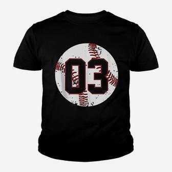 Vintage Baseball Number 03 Cool Softball Mom Gift Youth T-shirt | Crazezy