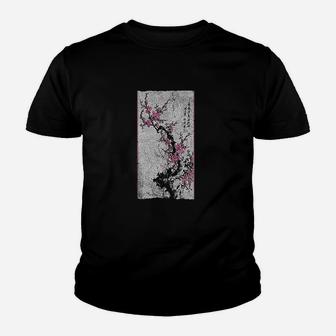 Vintage Beautiful Cherry Blossom Japanese Graphical Art Youth T-shirt | Crazezy