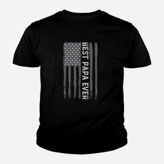 Vintage Best Papa Ever American Flag Fathers Day Dad Gift Youth T-shirt | Crazezy DE