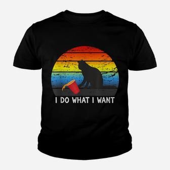 Vintage Black Cat I Do What I Want Retro Cats Lover Gift Youth T-shirt | Crazezy UK