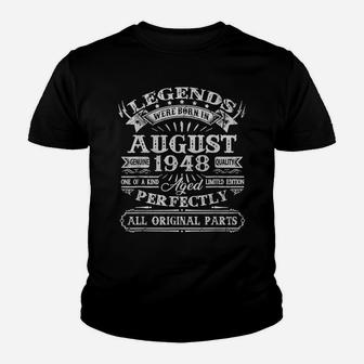 Vintage Born In August 1948 Man Myth Legend 72 Years Old Youth T-shirt | Crazezy