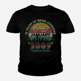 Vintage Born January 2009 12Th Birthday 12 Years Old Gifts Youth T-shirt | Crazezy AU