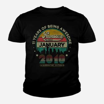 Vintage Born January 2010 11Th Birthday 11 Years Old Gifts Youth T-shirt | Crazezy UK