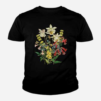 Vintage Botanical Floral Flower Bouquet Shirt Tshirt Youth T-shirt | Crazezy