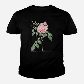 Vintage Botanical Love Rose Floral Flower Youth T-shirt | Crazezy