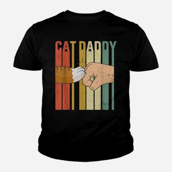 Vintage Cat Daddy Fist Bump Funny Cat Dad Mens Fathers Day Youth T-shirt | Crazezy DE