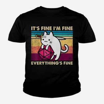Vintage Cat It's Fine I'm Fine Everything's Fine Cat Lovers Youth T-shirt | Crazezy AU