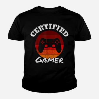 Vintage Certified Gamer, Funny Retro Video Games Design Youth T-shirt | Crazezy CA