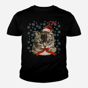 Vintage Christmas Cat Lovers Santa Cottagecore Grunge Retro Youth T-shirt | Crazezy AU