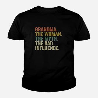 Vintage Cool Funny Grandma Woman Myth Bad Influence Youth T-shirt | Crazezy