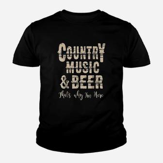 Vintage Country Music N Beer Thats Why Im Here Youth T-shirt | Crazezy