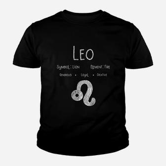 Vintage Distressed Leo Symbol Zodiac Sign Birthday Youth T-shirt | Crazezy