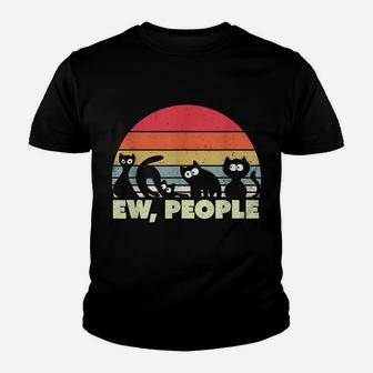 Vintage Ew, People Black Cat Retro Funny Cat Youth T-shirt | Crazezy