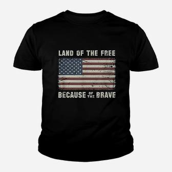 Vintage Flag Land Of The Free Because Of The Brave Youth T-shirt | Crazezy