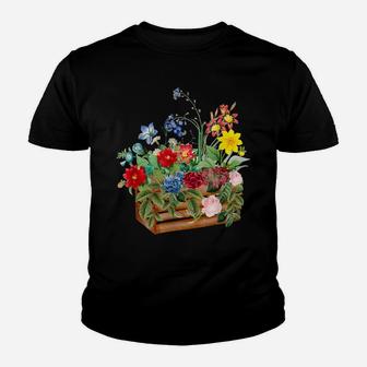 Vintage Floral Botanical Flower Garden Box Tee Youth T-shirt | Crazezy