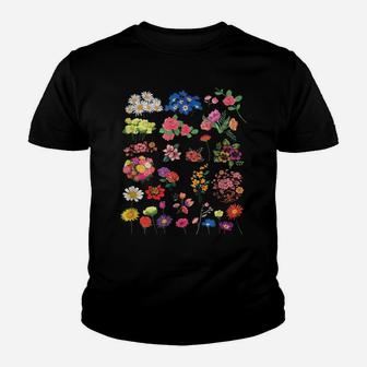 Vintage Flower Botanical Illustration Chart Plant Gift Youth T-shirt | Crazezy