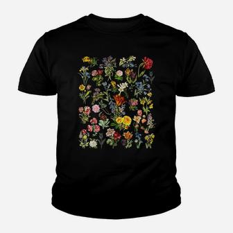 Vintage Flower Floral Botanical Chart Youth T-shirt | Crazezy