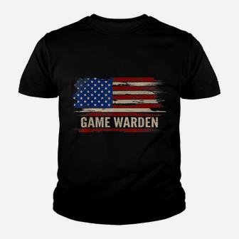 Vintage Game Warden American Flag Job Gift Youth T-shirt | Crazezy