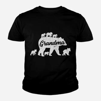 Vintage Grandma Bear With 6 Cub Mother's Day Youth T-shirt | Crazezy