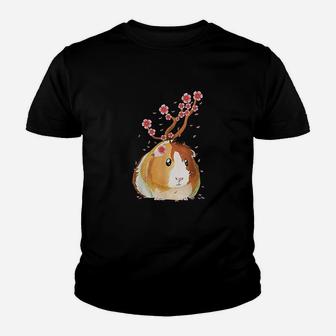 Vintage Guinea Pig Japanese Cherry Blossom Flower Gift Youth T-shirt | Crazezy UK