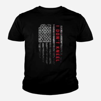 Vintage I Don't Kneel Usa Flag Hoodie Patriotic Veteran Gift Youth T-shirt | Crazezy