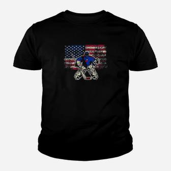 Vintage Ice Hockey Goalie Usa Flag Gift For Goalie Youth T-shirt | Crazezy AU