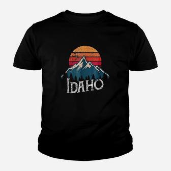 Vintage Idaho Mountains Outdoor Wildness Youth T-shirt | Crazezy