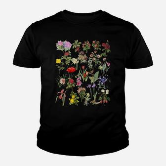 Vintage Inspired Flower Botanical Floral Plant Chart Youth T-shirt | Crazezy
