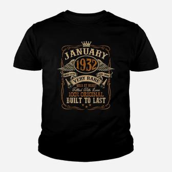 Vintage January 1932 Shirt 89 Years Old 89Th Birthday Gift Youth T-shirt | Crazezy UK