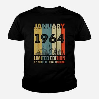 Vintage January 1964 Classic 57 Yrs Old 57Th Birthday Gift Youth T-shirt | Crazezy DE