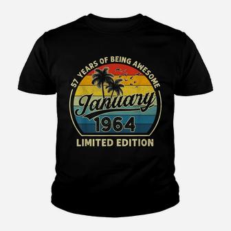 Vintage January 1964 Retro 57 Years Old 57Th Birthday Gift Youth T-shirt | Crazezy AU