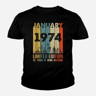 Vintage January 1974 Classic 47 Yrs Old 47Th Birthday Gift Youth T-shirt | Crazezy