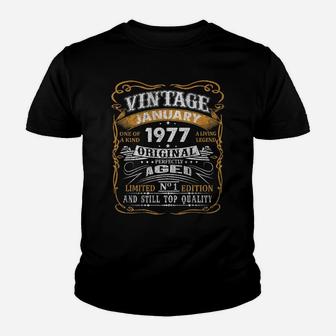 Vintage January 1977 Shirt 44 Years Old 44Th Birthday Gift Youth T-shirt | Crazezy