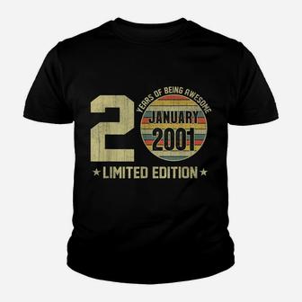Vintage January 2001 Designs 20 Yrs Old 20Th Birthday Gift Youth T-shirt | Crazezy CA