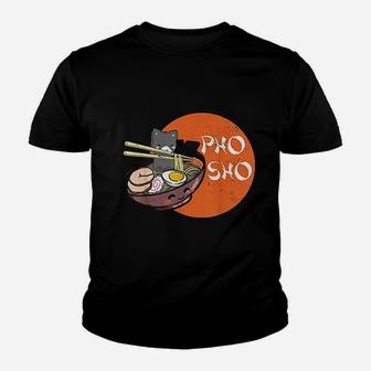 Vintage Kawaii Cat Pho Sho Vietnamese Bowl Ramen Noodle Youth T-shirt | Crazezy DE