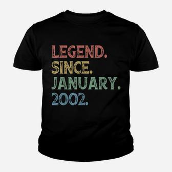Vintage Legend Since January 2002 18Th Birthday 18 Years Old Youth T-shirt | Crazezy DE