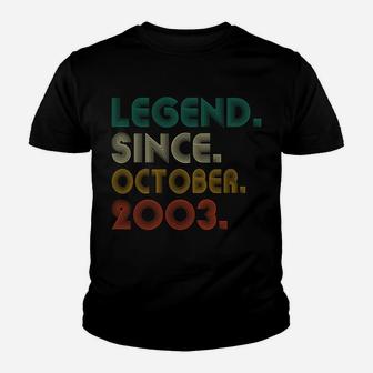 Vintage Legend Since October 2003 18Th Birthday 18 Years Old Sweatshirt Youth T-shirt | Crazezy